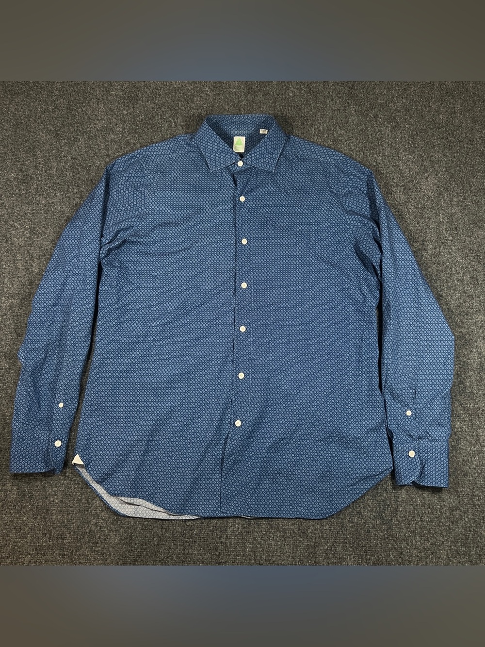 Finamore Napoli Shirt Mens Button Up Dress Shirt Geometric Pattern Made In Italy